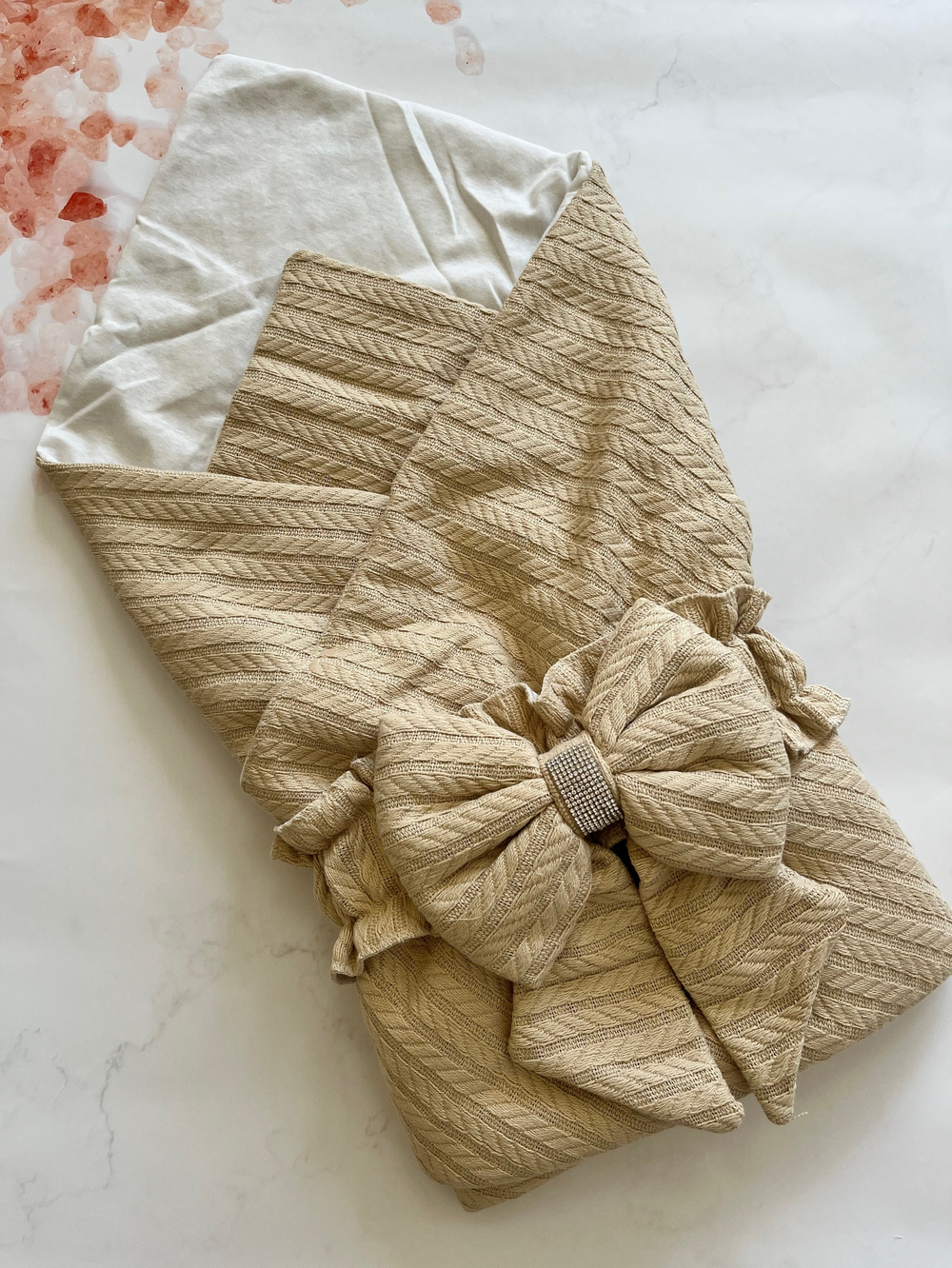 Одеяло-конверт для новорожденного "Бант со стразой" (Одеяло-конверт, поясок) (Цвет: Серый)