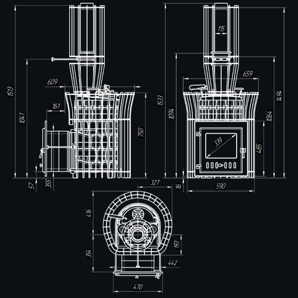 Печь для бани Авангард ЗК 25 (М) Ураган в сетке Тюльпан