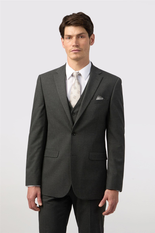 Мужской классический костюм тройка (серый) В15