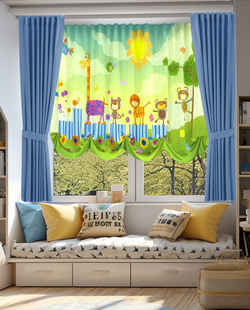 Дизайн штор "Поезд со зверятами"