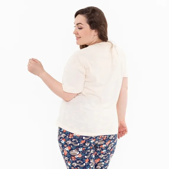 Брюки женские с принтом, цвет синий, размер 46