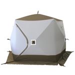 Палатка зимняя СЛЕДОПЫТ Premium 5 стен, 2,8х2,9м, h-2,05м, S по полу 5,6 кв.м, 3 слоя, цв. бел/олива