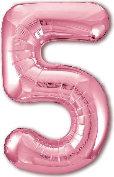 Шар цифра 5 Розовый фламинго 102см