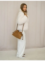 Сумка мешок через плечо средняя натуральная замша