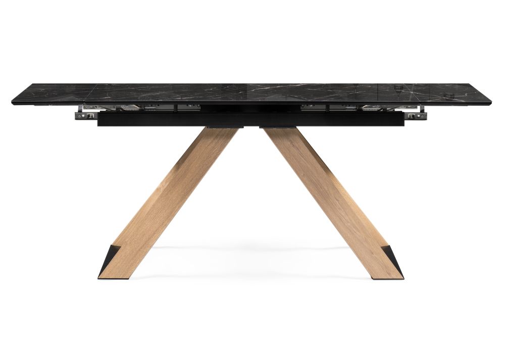 Стеклянный стол Гарднер 140х80х76 черный / дуб монтана