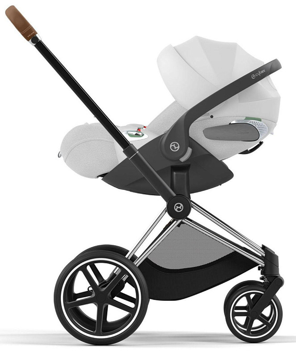 Коляска 3 в 1 Cybex Priam IV Chrome Brown complete и автокресло Cloud T i-Size Platinum White Plus Off White