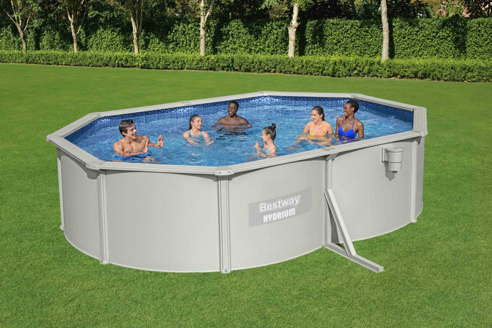Cтальной бассейн Bestway Hydrium Oval Pool 500х360х120 см + песочный ф/насос 3028 л/ч, лестница, тент, подстилка (56586 BW)