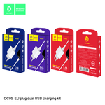 Сетевой адаптер питания DENMEN DC05L 2USB + кабель Lightning (белый)