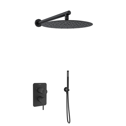 Встраиваемый смеситель для душа на 2 выхода с тропическим и ручным душем ODISEA K3915122NM черный
