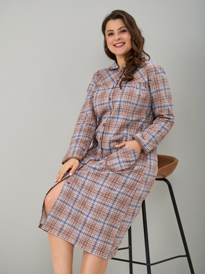 Халат Х-138/клеткабеж-бирюза