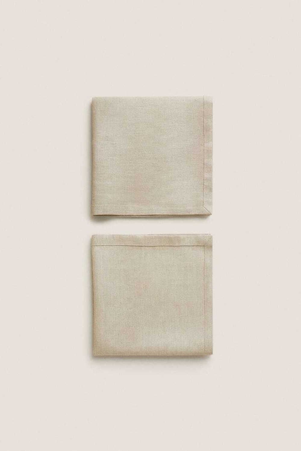 ZARA HOME БАЗОВАЯ ЛЬНЯНАЯ САЛФЕТКА (УПАКОВКА ИЗ 2 ШТУК), СВЕТЛО-БЕЖЕВЫЙ