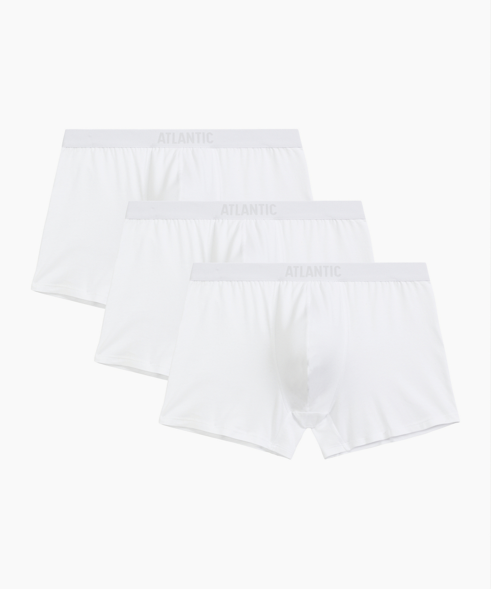Мужские трусы шорты Atlantic, набор из 3 шт., хлопок, белые, 3MH-011