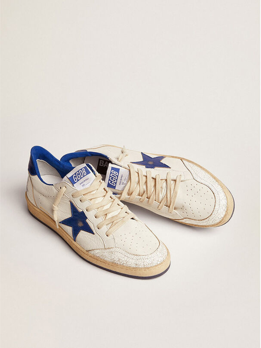 Ball Star in white leather with blue star and heel tab