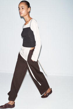 ZARA БРЮКИ ИЗ ИНТЕРЛОКА, ШОКОЛАДНЫЙ