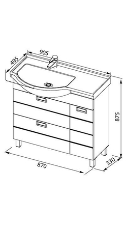 Тумба с раковиной Aquanet Сити 90 L белый