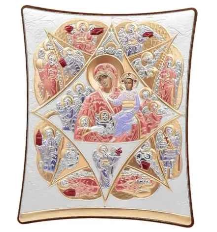 Неопалимая купина. Икона Богородицы в серебряном окладе.