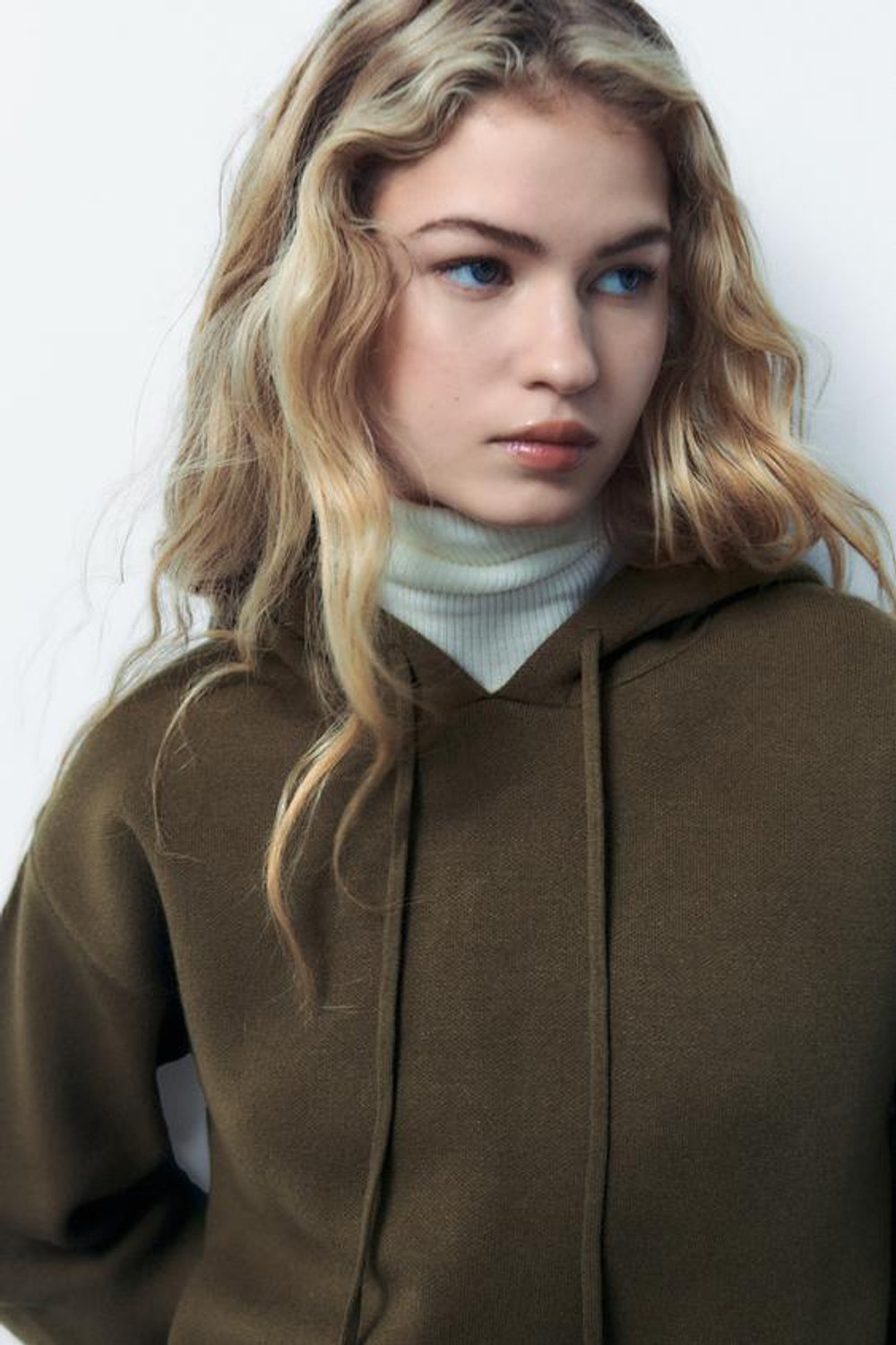 ZARA ОДНОТОННЫЙ СВИТЕР, ХАКИ