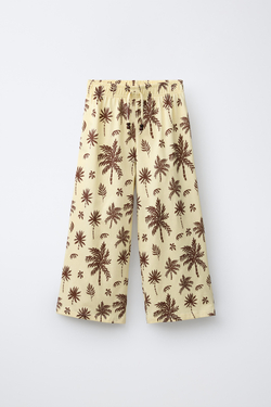ZARA БРЮКИ WIDE LEG В ПОЛОСКУ, ЖЕЛТЫЙ