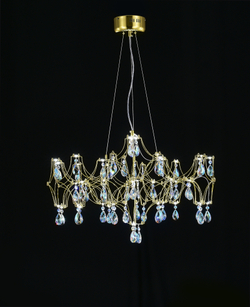 Подвесная люстра светодиодная с пультом и хрустальными подвесками K9 MyFar Ileria MR2652-57P-50СD