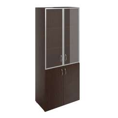 Шкаф широкий высокий с сатин. стеклом в алюм. раме (без топа) ФР-6.0+8.0+60.0*2+С504*2 800x448x1938