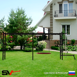 Уличная шведская стенка Sv Sport рукоход х 2 У52800.1 (Турник/Брусья/Стойка/Скамья/Гнездо 100см/Канат/кольца/лестница)