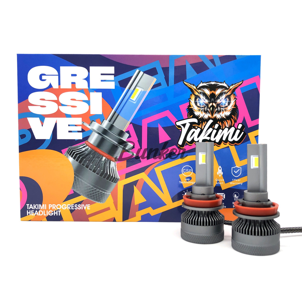 Светодиодные автомобильные LED лампы TaKiMi Progressive V2 H11/8/9/16 6000K 12/24V