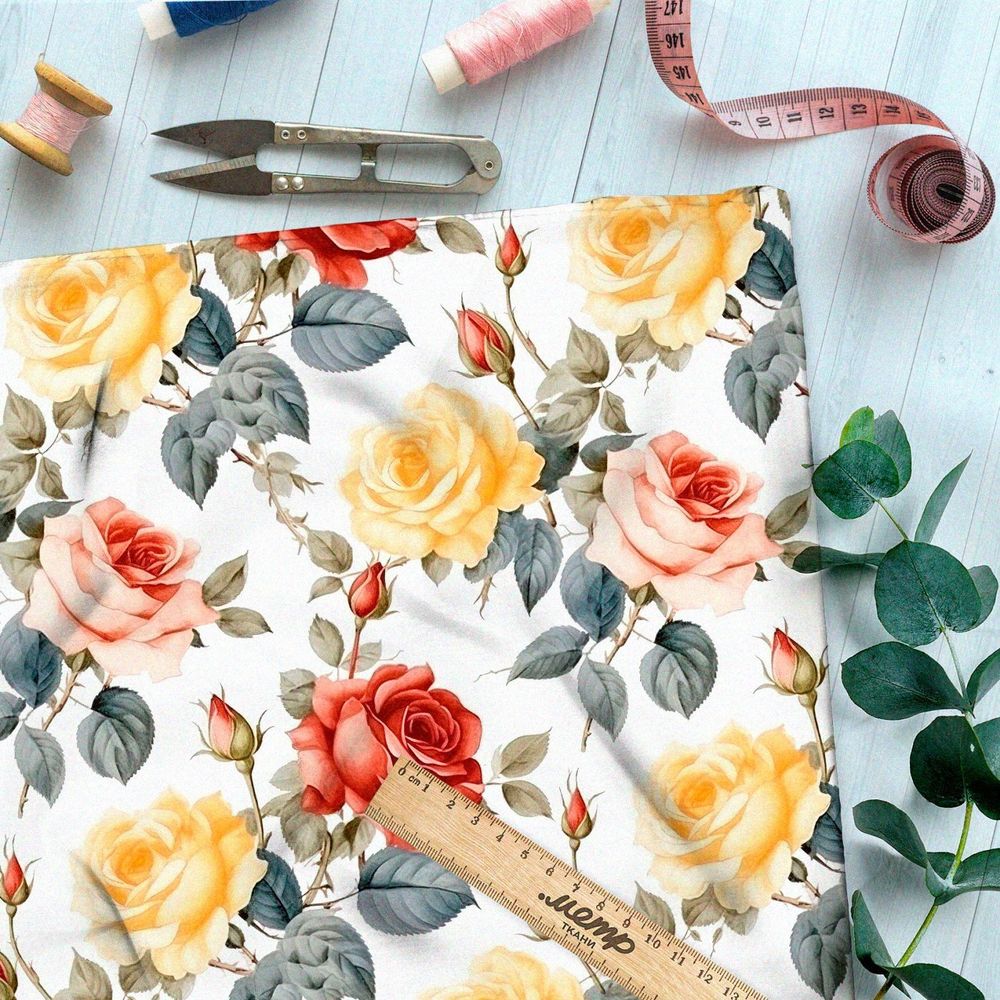 Ткань премиум дюспо романтические розы