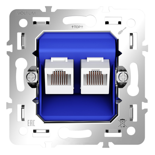 Механизм розетки компьютерной двойной RJ45+RJ45 кат.6, S70