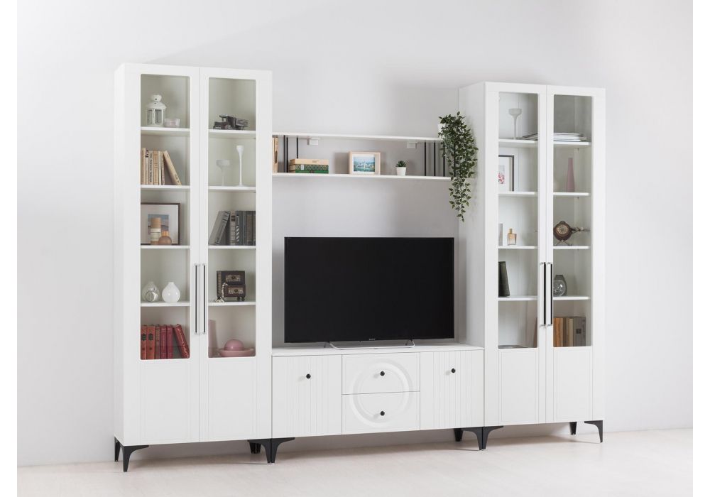 Витрина двухдверная Вестра белый шагрень