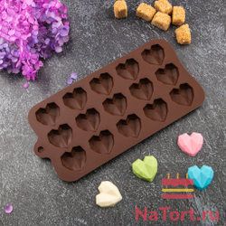 Форма силиконовая «Хрустальные сердца» 15 ячеек