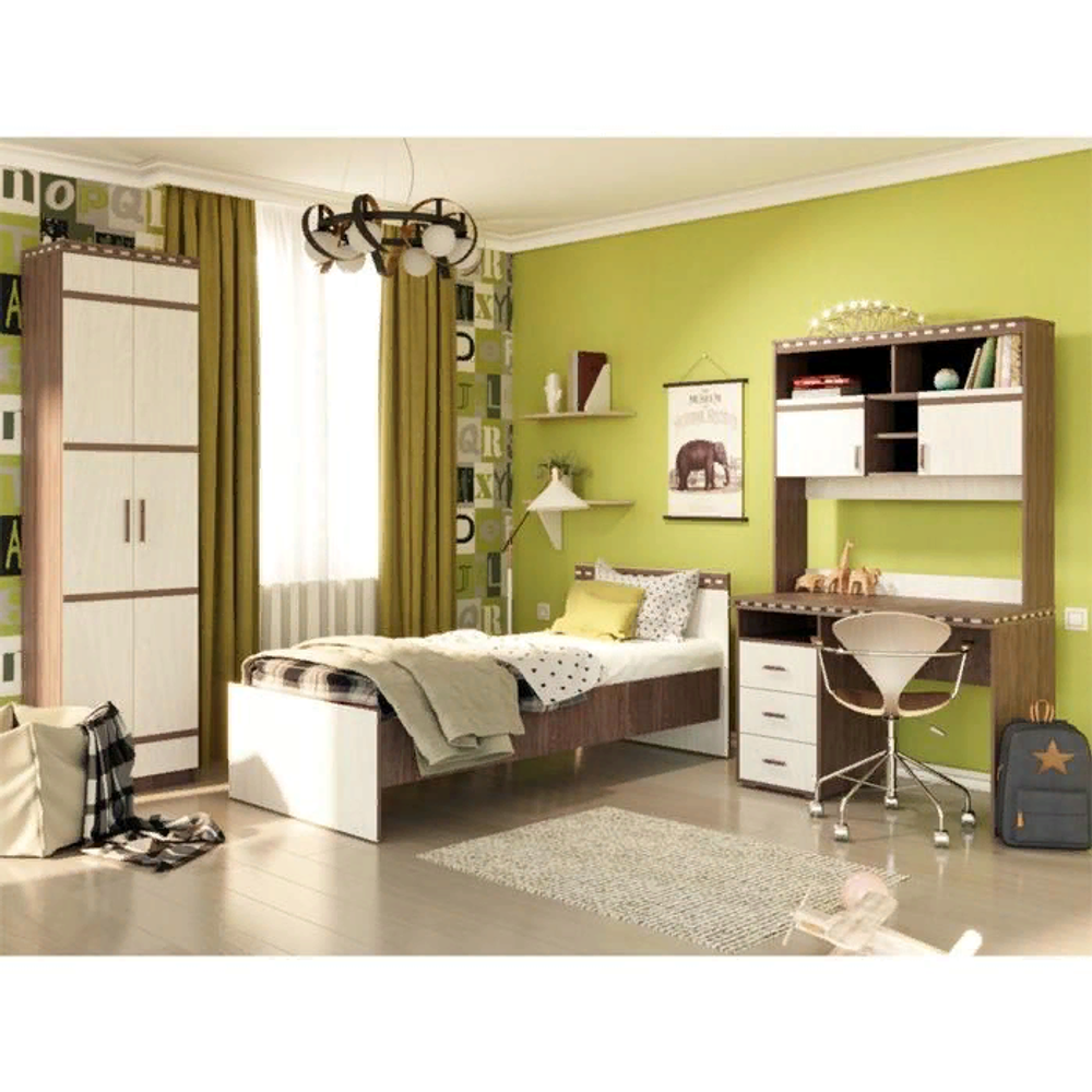 Шкаф 2-х створ. для белья и одежды Ольга-13 ЛДСП ясень анкор темн./ясень анкор св.