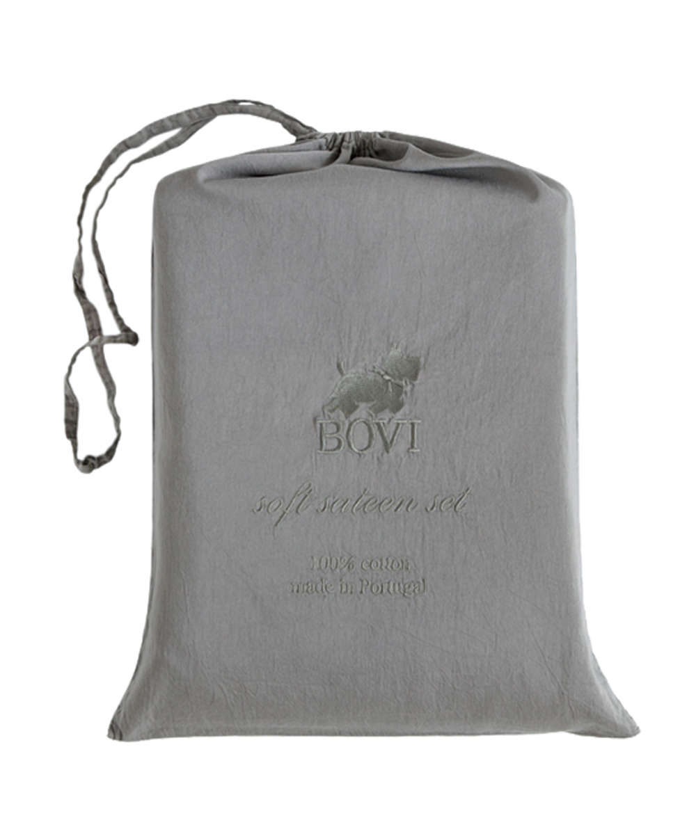 Постельное белье 2 спальное евро Bovi Soft Sateen серо-зеленое