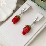 LEFIREL' Серьги серебряные женские "Риса" с цветами из муранского стекла / ювелирные украшения из родированного серебра 925