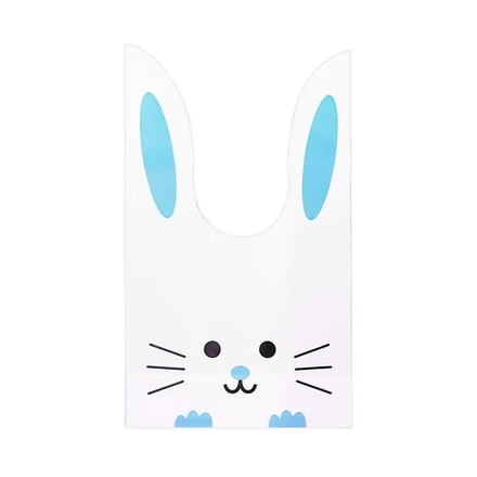 Мешок подар. ПВХ с ушами 20*33см "Заяц" бело-голубой 50шт/уп