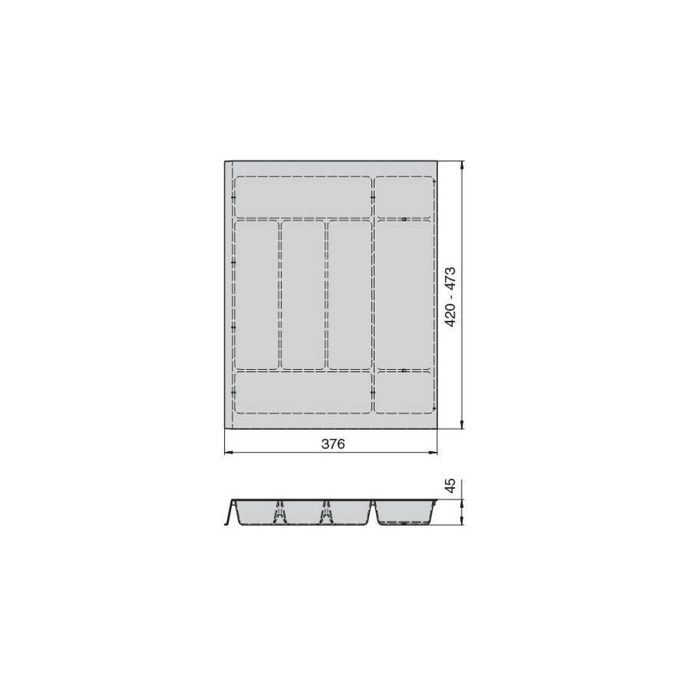 Combi Ёмкость 376мм для столовых приборов, цвет орион серый / глубина 450-500