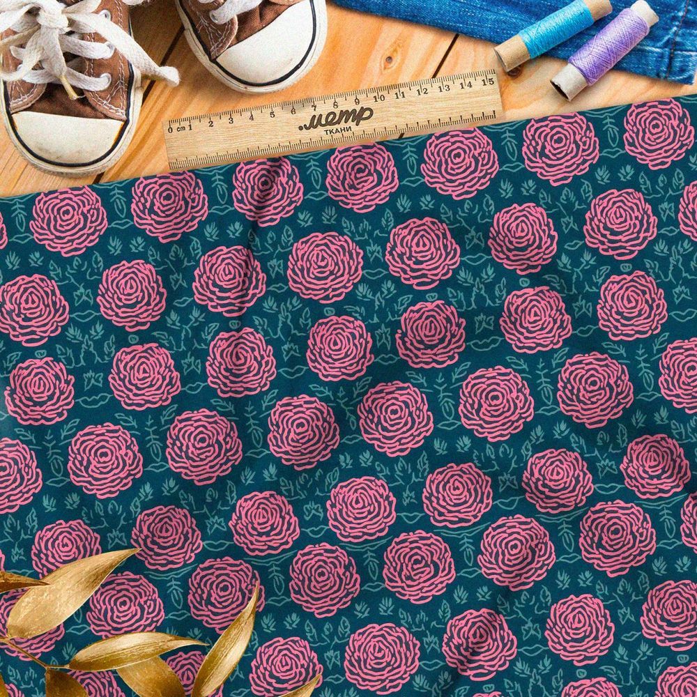 Ткань премиум шифон схематичные розы