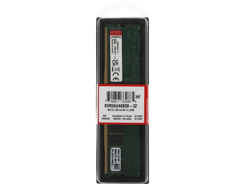 Оперативная память Kingston KVR56U46BD8-32, DDR5 1х 32ГБ 5600 МГц, DIMM, RTL
