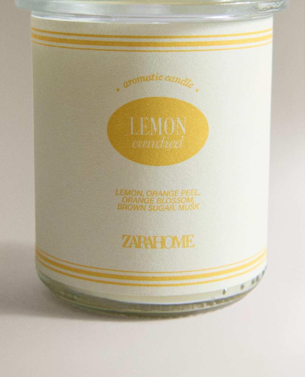Zara Home Свеча ароматическая Lemon Candied 130 г, растительный воск, аромат свежий цитрусовый, Горчичный