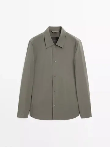 Massimo Dutti Куртка классического кроя из высокотехнологичной ткани, серый