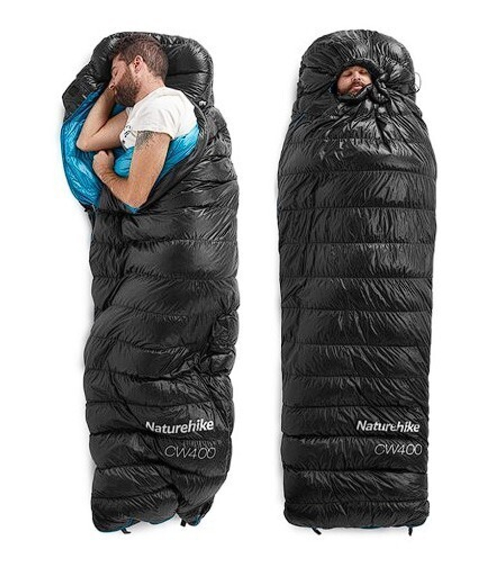 Спальный мешок Naturehike CW400 NH18C400-D с гусинным пухом, размер М, желтый, 6927595761700