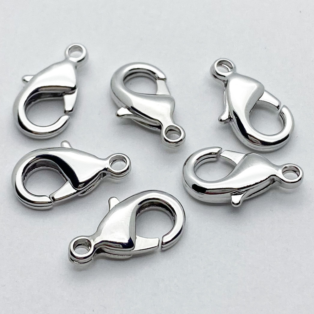 Замок-карабин, цвет серебро, размер 15 мм, цена за 1 шт