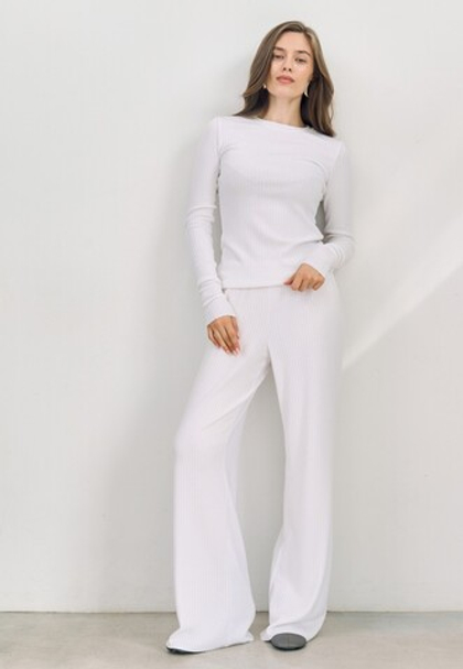 Костюм трикотажный “SET 2” (лонгслив, брюки) Белый