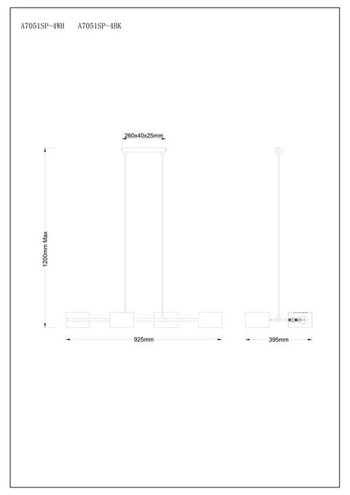 Подвесная люстра Arte Lamp Sebastian A7051SP-4BK