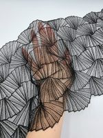 Вышивка на сетке чёрный/золото К705