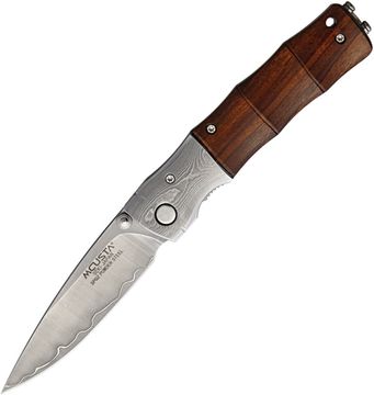 Складной нож Mcusta Shinra Bamboo MC-0145R c клинком из стали VG-10 San Mai (Laminated Stainlesss Damascus) рукоять дерево
