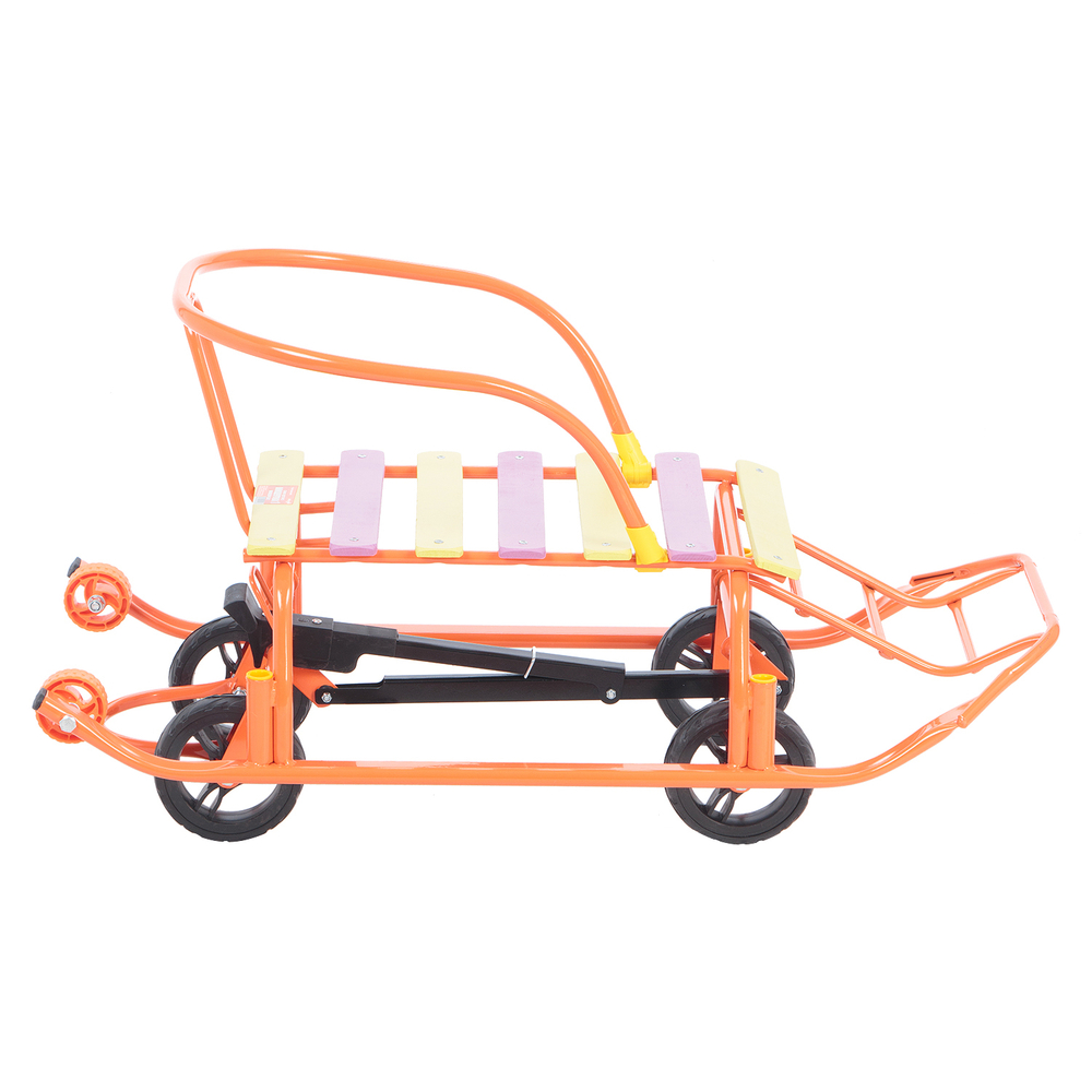 Санки "Мишутка 1 универсал" с механизмом выдвижных колесных шасси оранжев рама, разноцв МУС-1 Galaxy