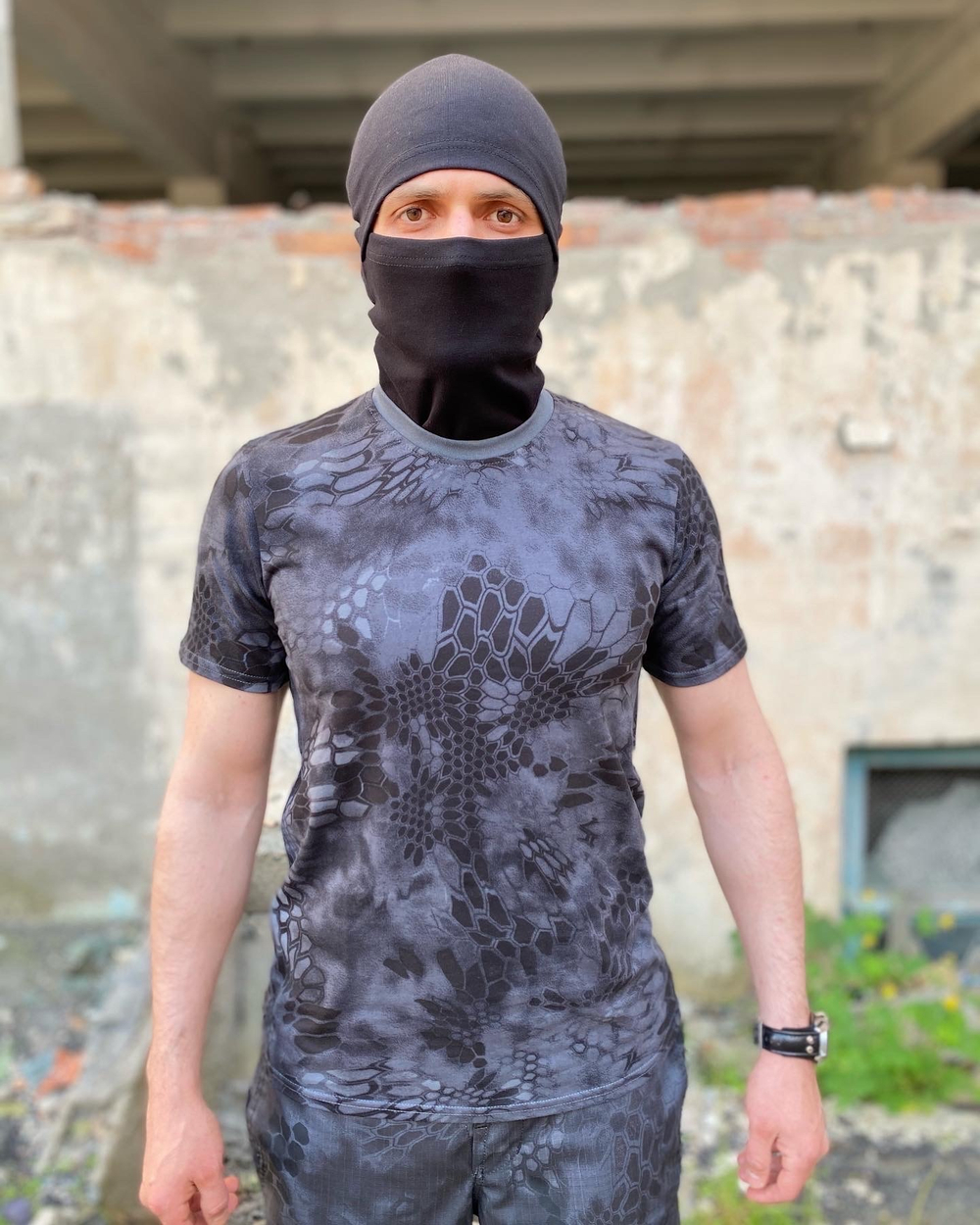 Футболка хлопковая / черный питон