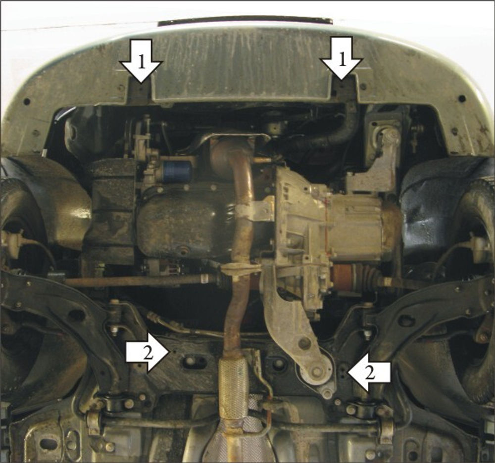 Защита картера Двигателя, КПП. 2 мм, Сталь. для FIAT Albea 2006-2012, FIAT Albea 2002-2006 MOTODOR.00611