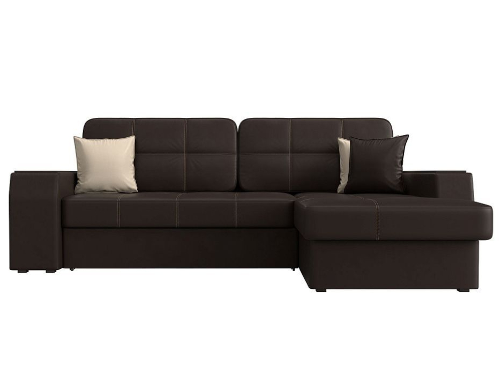 Диван угловой Брюссель правый угол, Коричневый\Бежевый, Экокожа, 29396