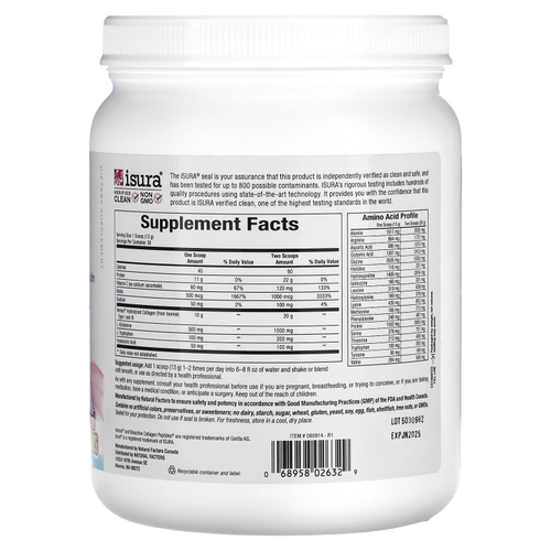 Natural Factors, Total Body Collagen, биоактивные пептиды, без добавок, 500 г (1 фунт 1 унция)